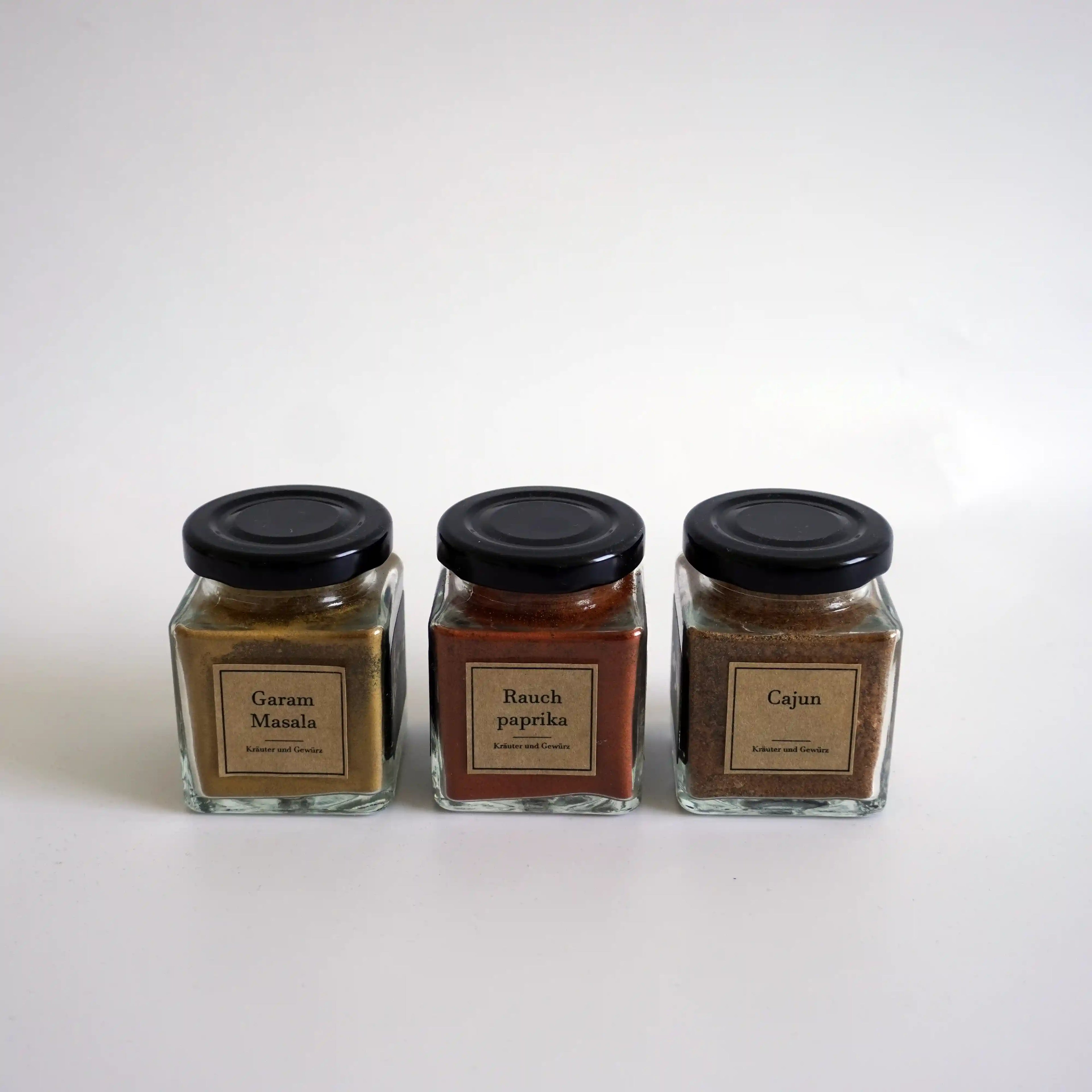 Etiketten für quadratische Gläser