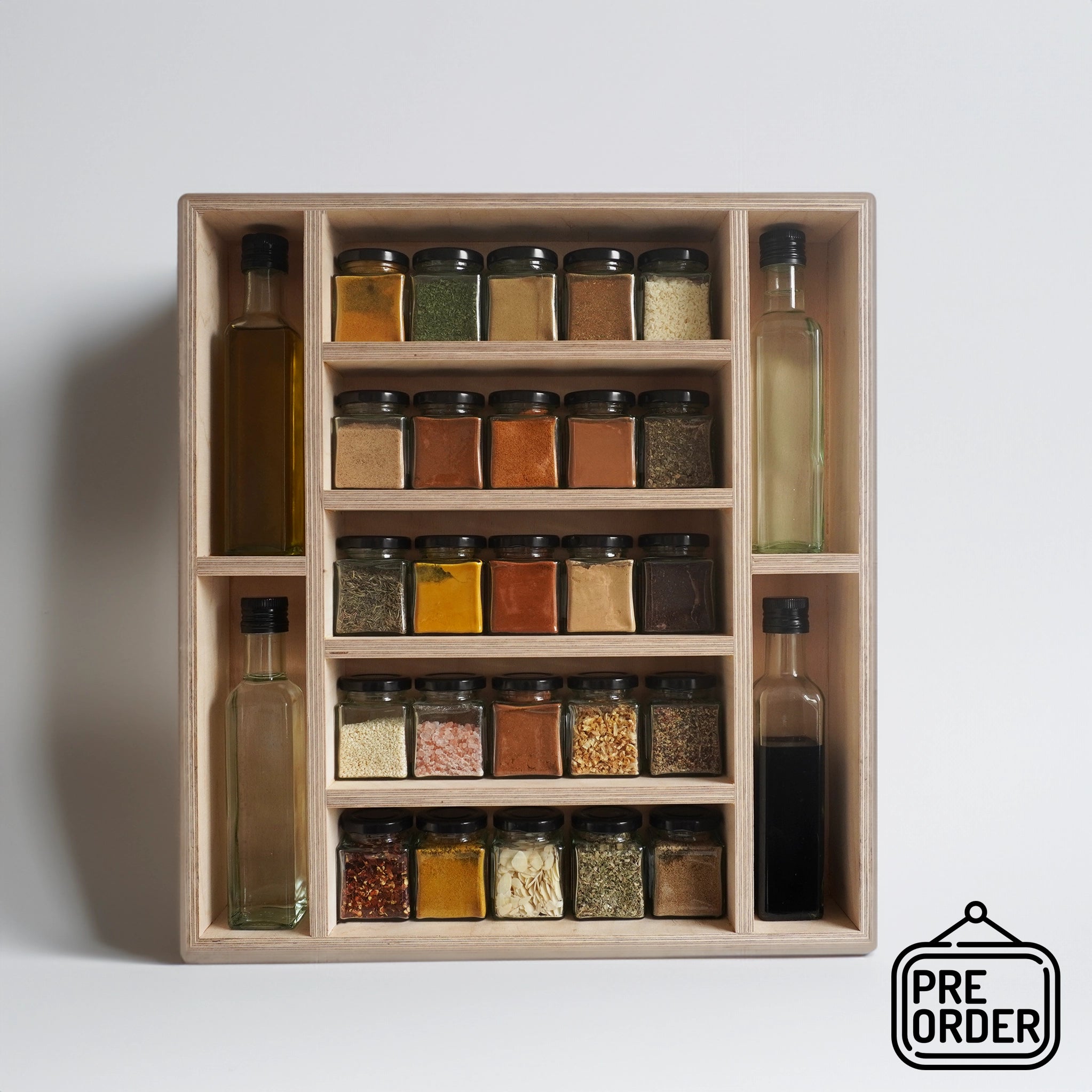 Natur Gewürzregal (25 Gläser und 4 Ölflaschen)