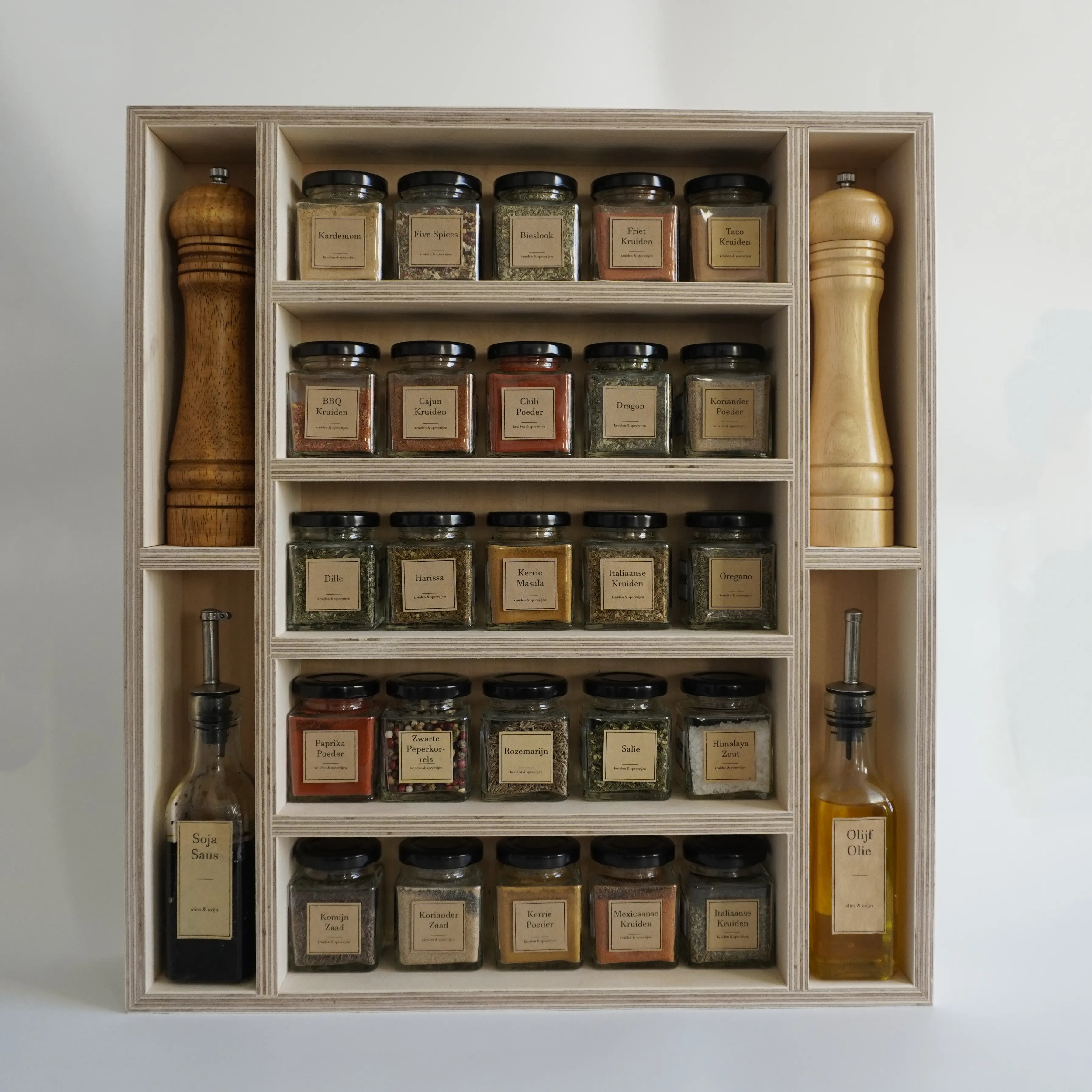 Natur Gewürzregal (25 Gläser und Salz- & Pfefferset)