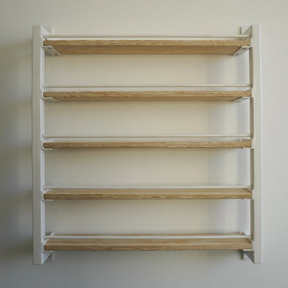 Stahl- und Holz-Gewürzregal (Weiß - 40 Gläser)